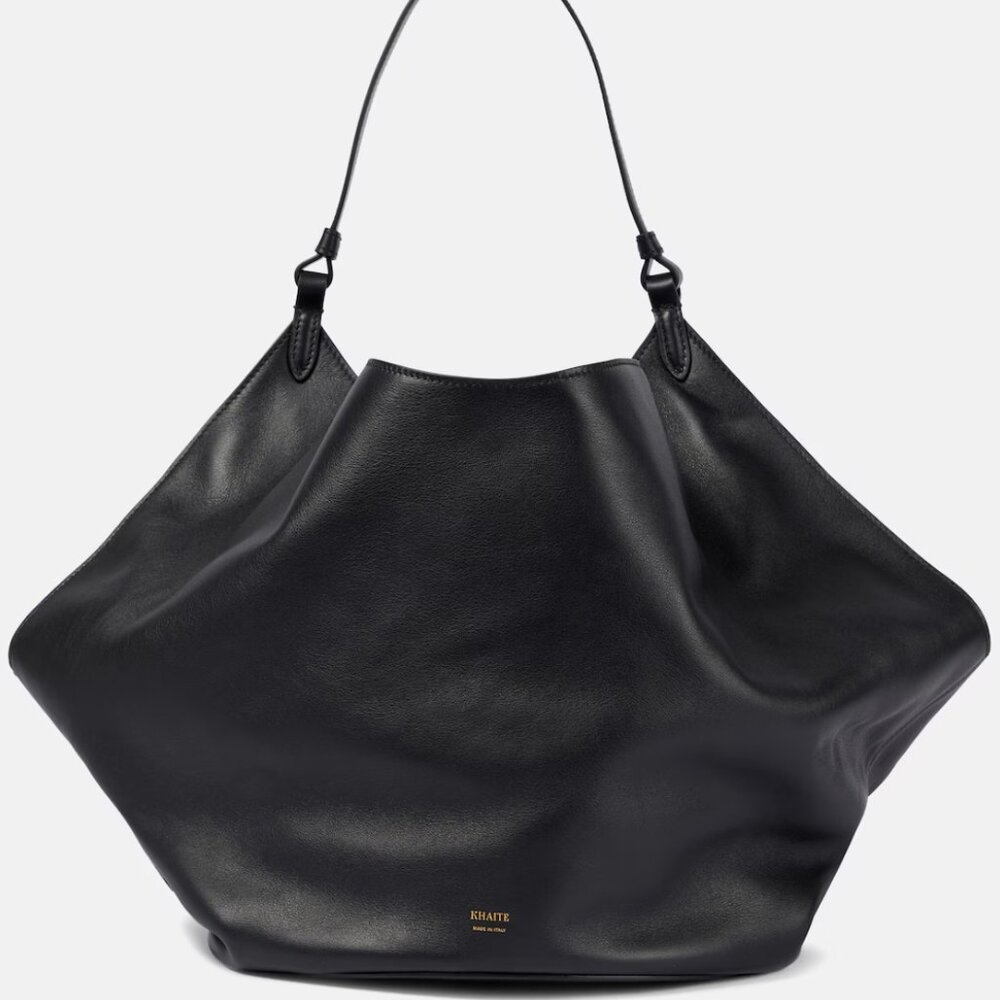** KHAITE ** Lotus Medium Soft Leather Tote Bag in Black